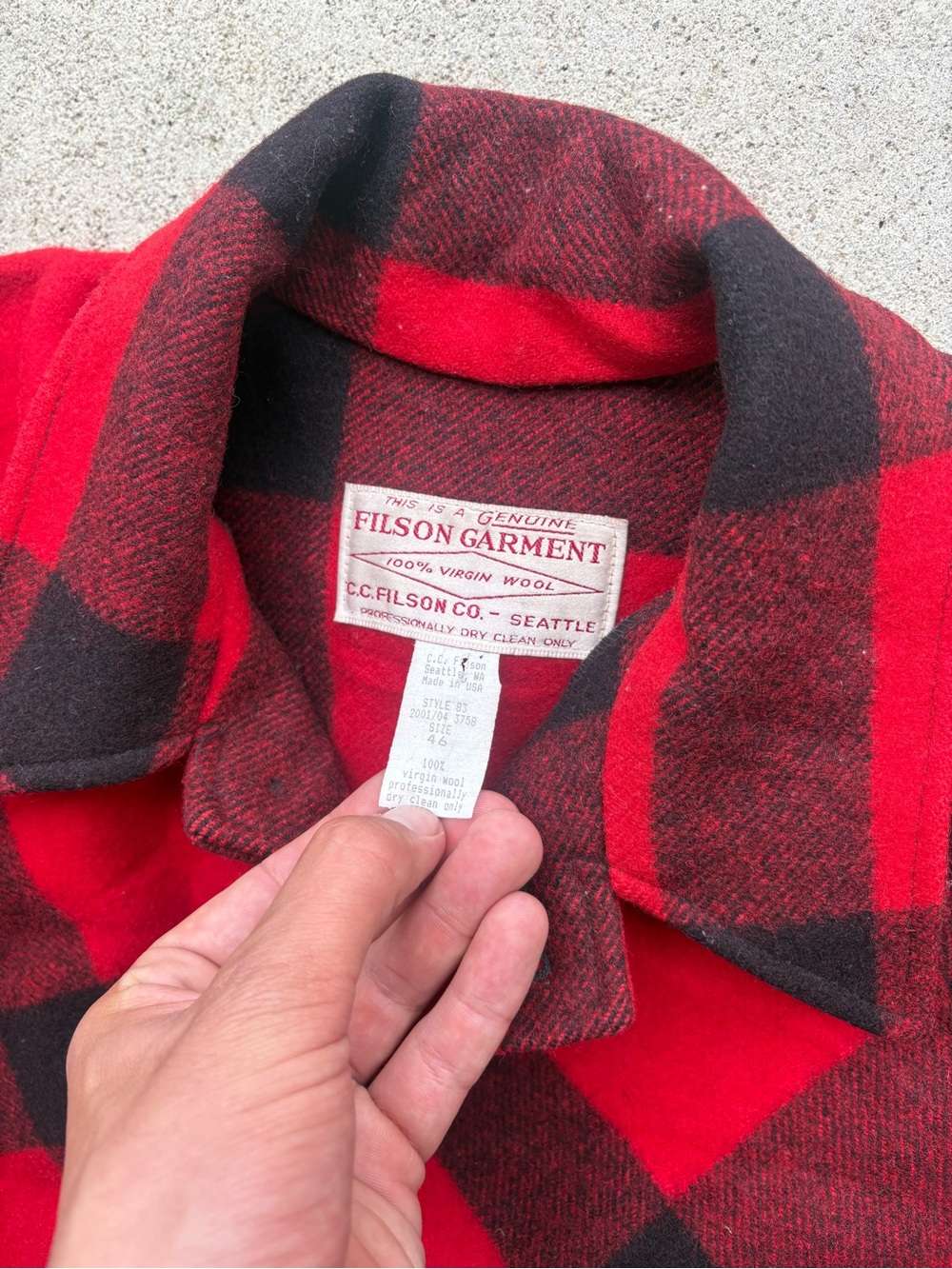 Vintage Filson Double Mackinaw Cruiser Wool Jacket USA Buffalo Plaid Mens XL - Picture 13 of 13